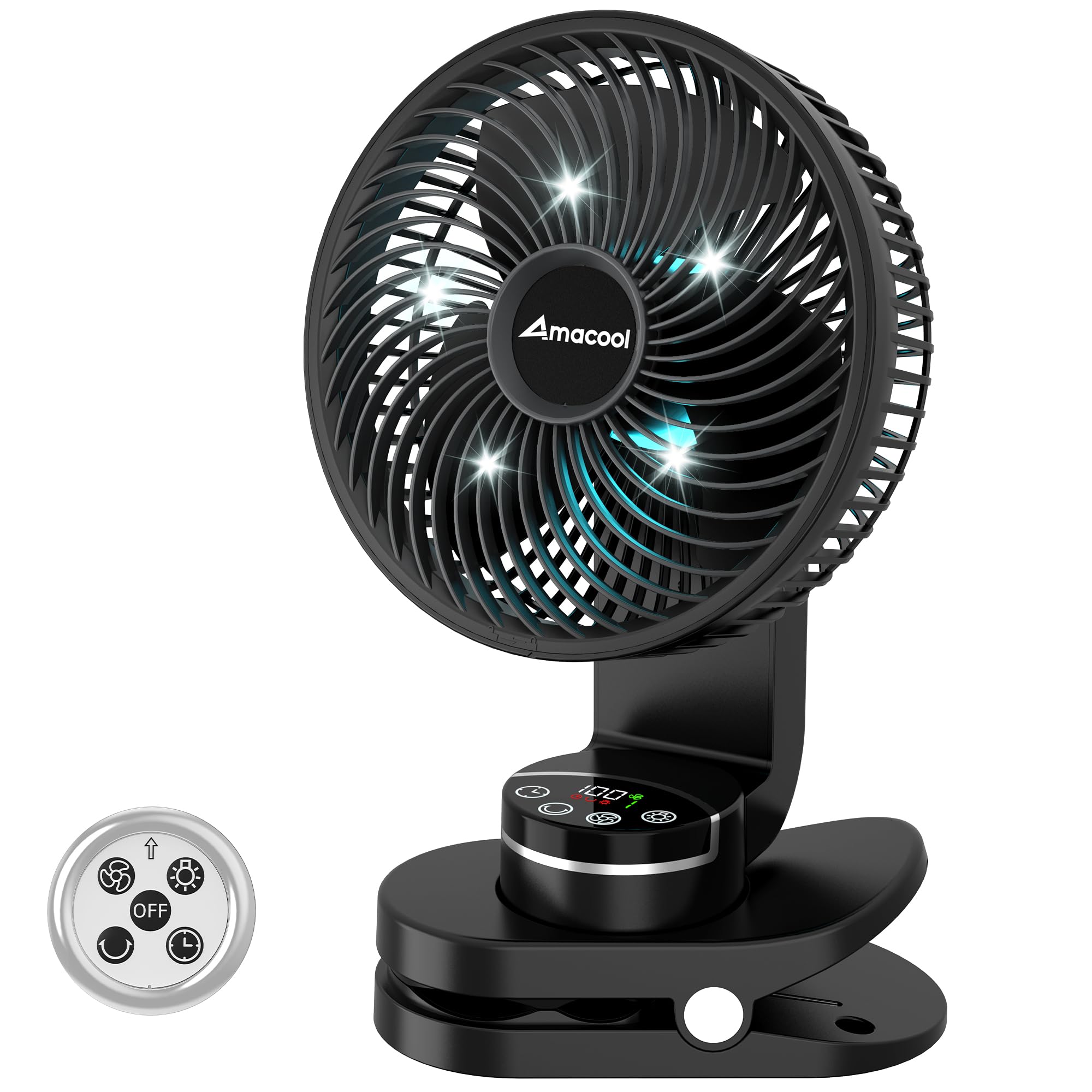 Photo 1 of Battery Operated Camping Fan with Light, 112Hrs Running, Auto Oscillation