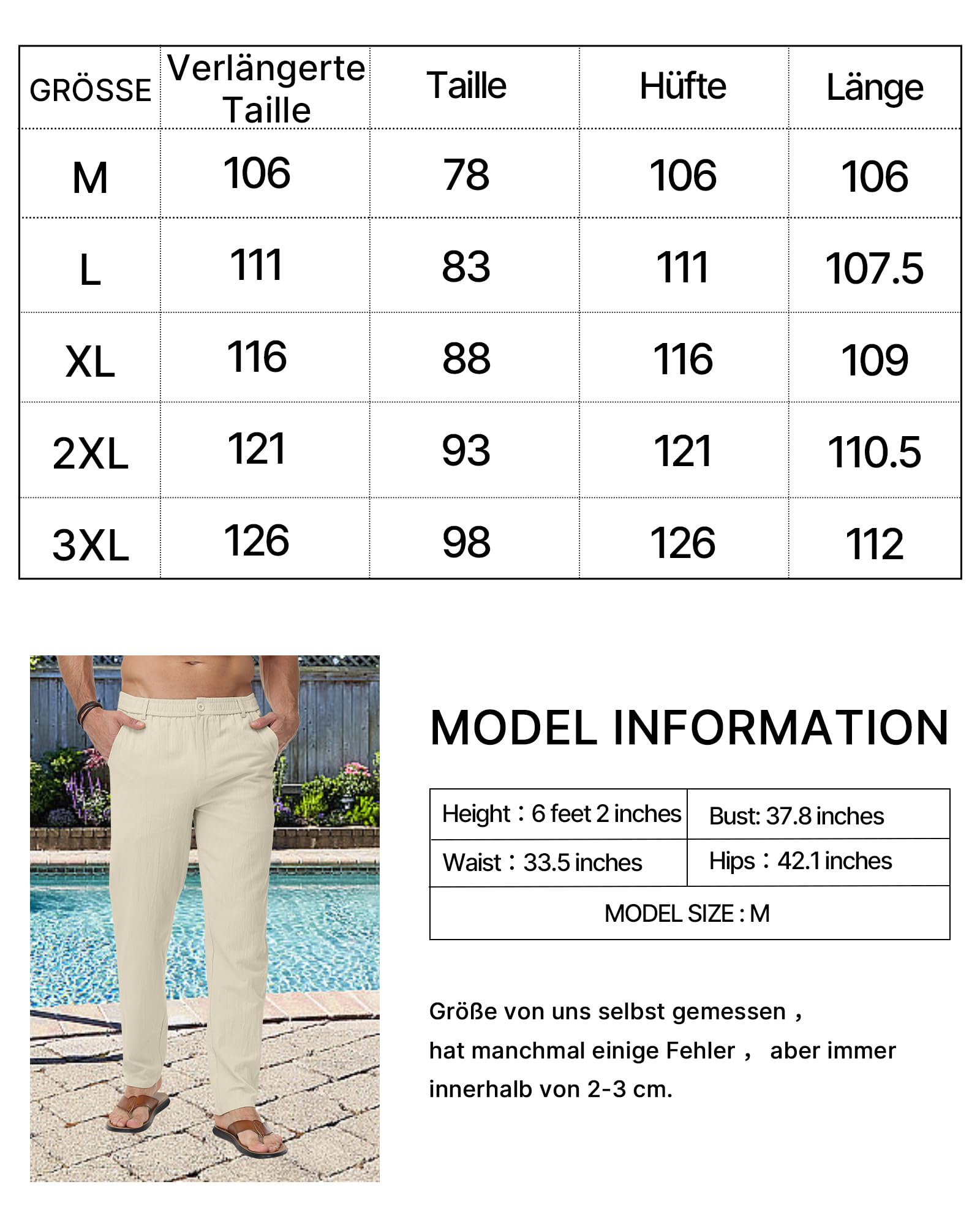 LVCBL Pantalon Homme Été - Léger & Confortable - Pantalon Loisirs/Plage