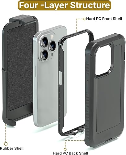 Miniatura 4 de MOTIVE Funda diseñada para iPhone 13 Pro con clip para cinturón, funda protectora, resistente y protección de grado militar de cuatro capas para