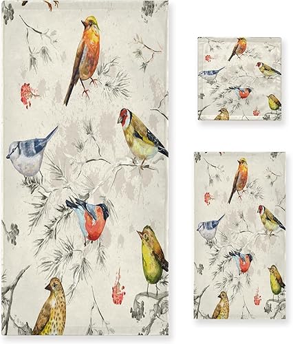 Qilmy - Juego de 3 toallas decorativas de baño con toalla de baño, toalla de mano y paño de baño