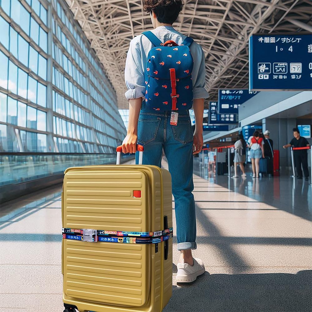 Teeoff 2 Pack Elastic Luggage Straps Adjustable Suitcase Belts Travel Bag Accessories 220CM (Japan Night)