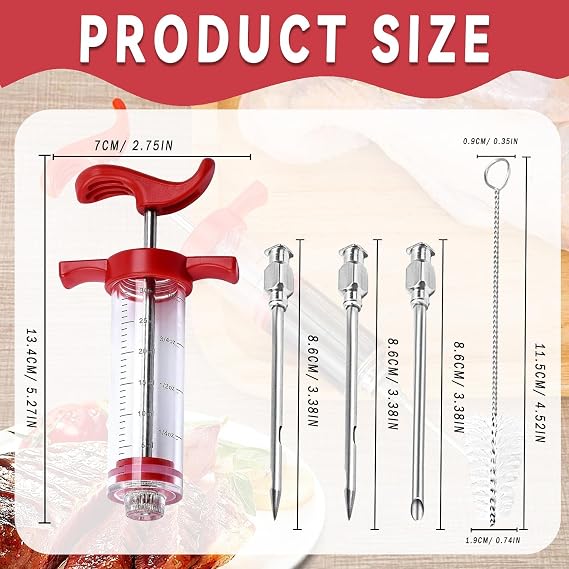 30ml Marinade Injector Syringe Kit with 3 Needles for Flavor Infusion in Meats