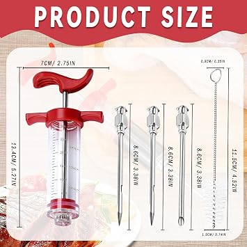 30ml Marinade Injector Syringe Kit with 3 Needles for Flavor Infusion in Meats