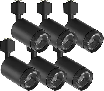 10W LED Track Light Heads L-Type Adjustable Ceiling Spotlights, 3000K/4000K/5700K, Flicker-Free CRI90+ (6-Pack) Black Track Light Fixtures for Accent, Task & Art Lighting