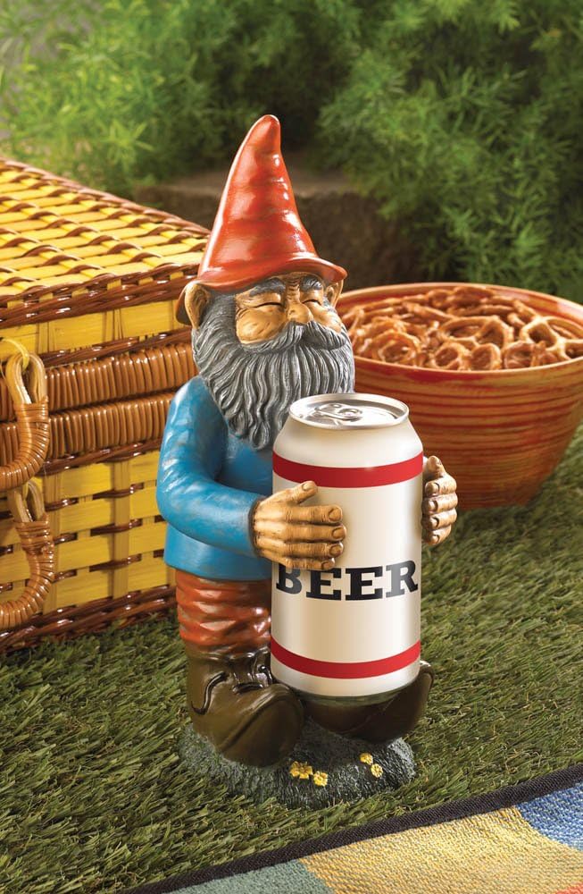 Beer Buddy Garden Patio Outdoor Gnome Sculpture Statue