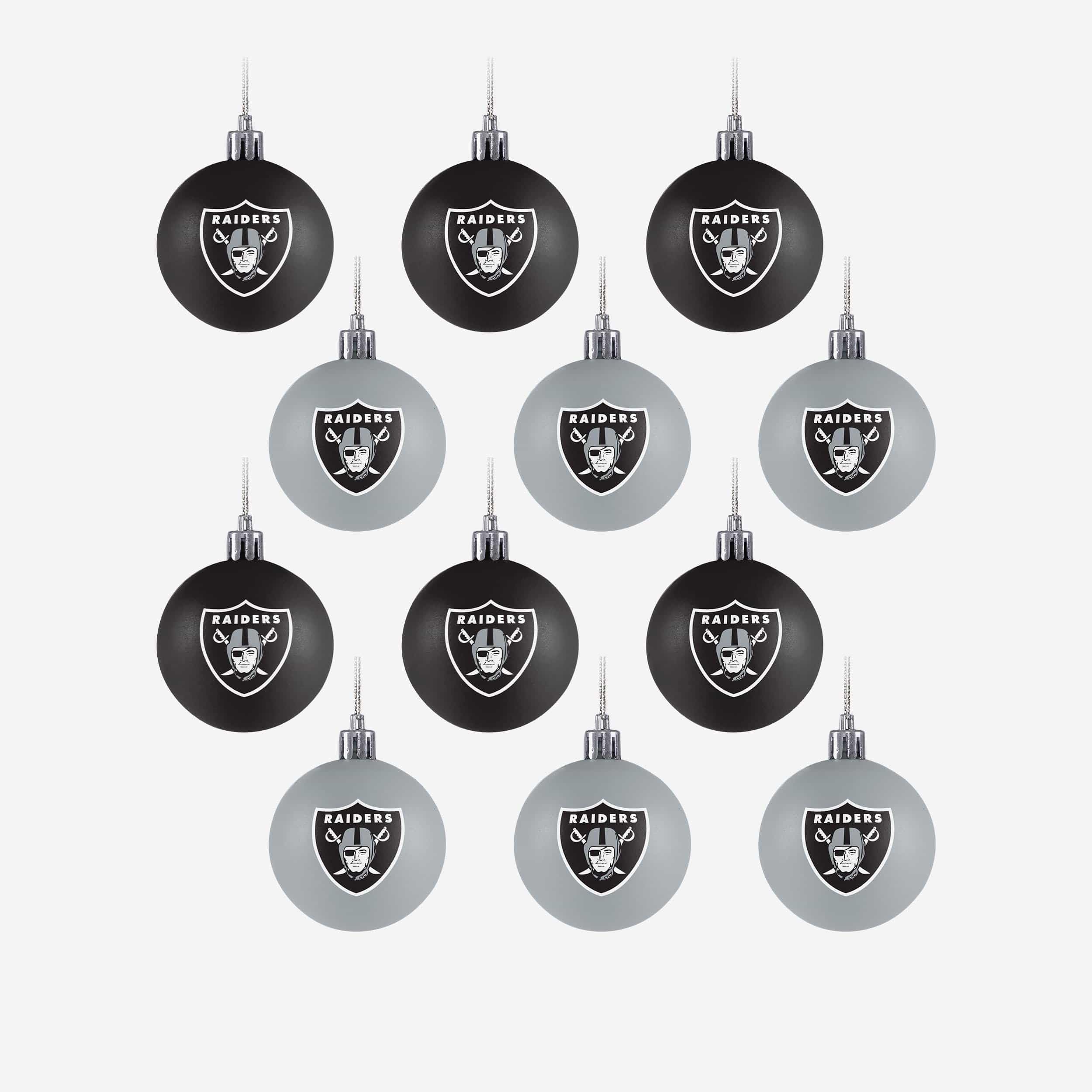FOCO NFL Oakland Raiders 12 Pack Ball Hanging Tree Holiday Ornament Set12 Pack Ball Hanging Tree Holiday Ornament Set, Team Color, One Size
