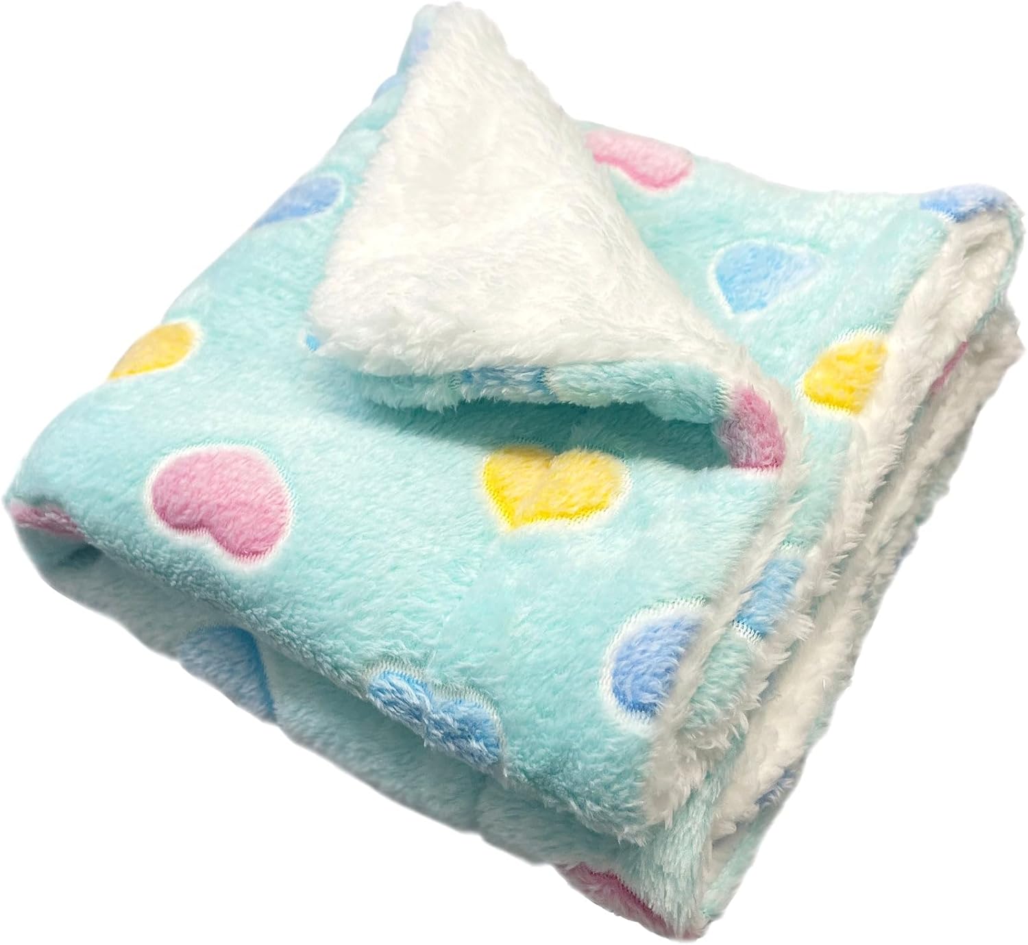 Klippo Double Layered Ultra Plush Dog/Puppy Blanket/Mat/Padding/Cover/Throw/Spread (Colorful Hearts - Turquoise, Large)