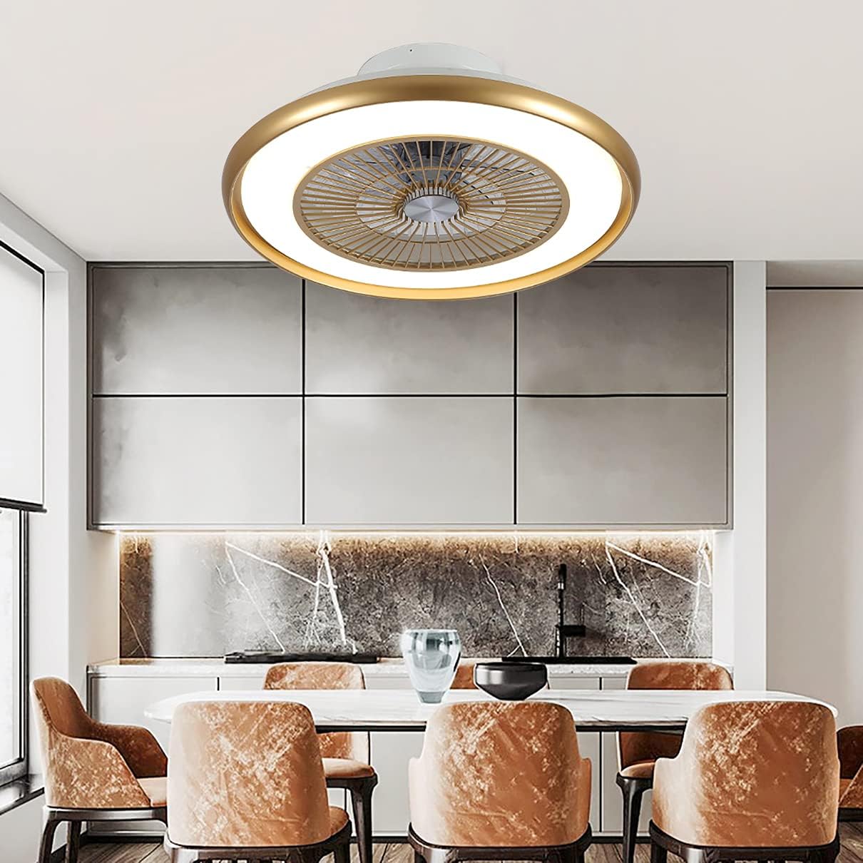 YUEGOO Ceiling Fan with Light and Remote Control 3 Speeds Bedroom Dimmable Led Fan Ceiling Light 72W Modern Living Room Quiet Ceiling Fan Light/D