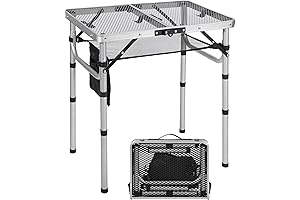 RedSwing Folding Aluminum Camp Table, A Height-Adjustable Lightweight Choice with Mesh Desktop...