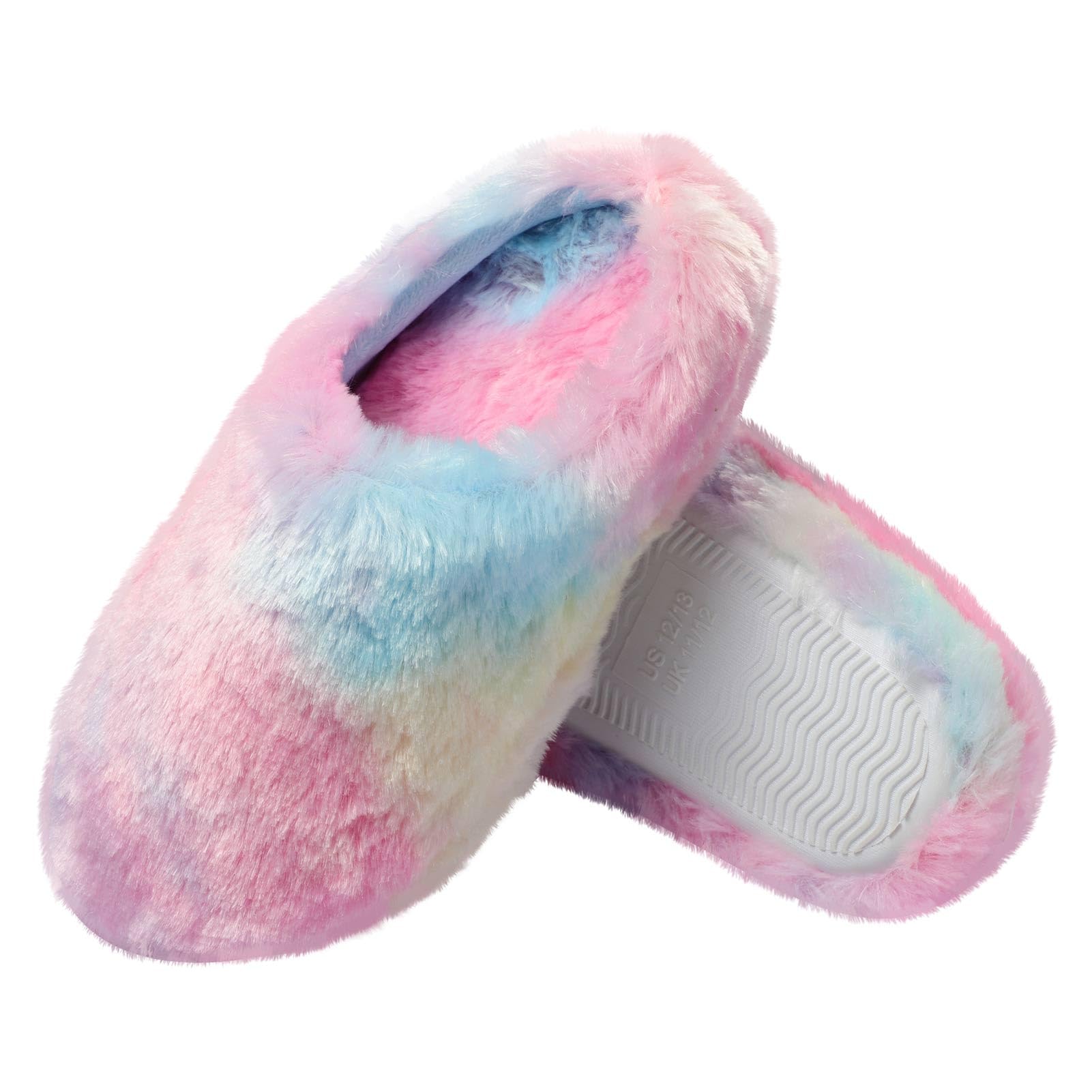Girls Plush Faux Fur Slip on House Slippers Clog with Memory Foam - Bedroom Slippers Outdoor Indoor Faux Fur Lined