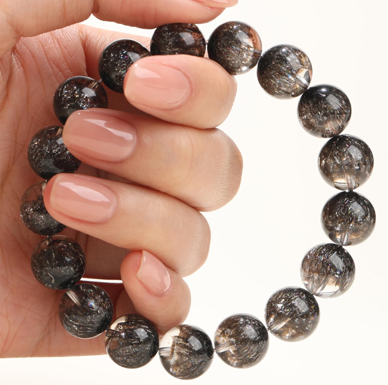 Pulsera de Cristal Natural Super Seven, Piedra curativa Natural para Riqueza, Suerte, energía Fuerte,8mm