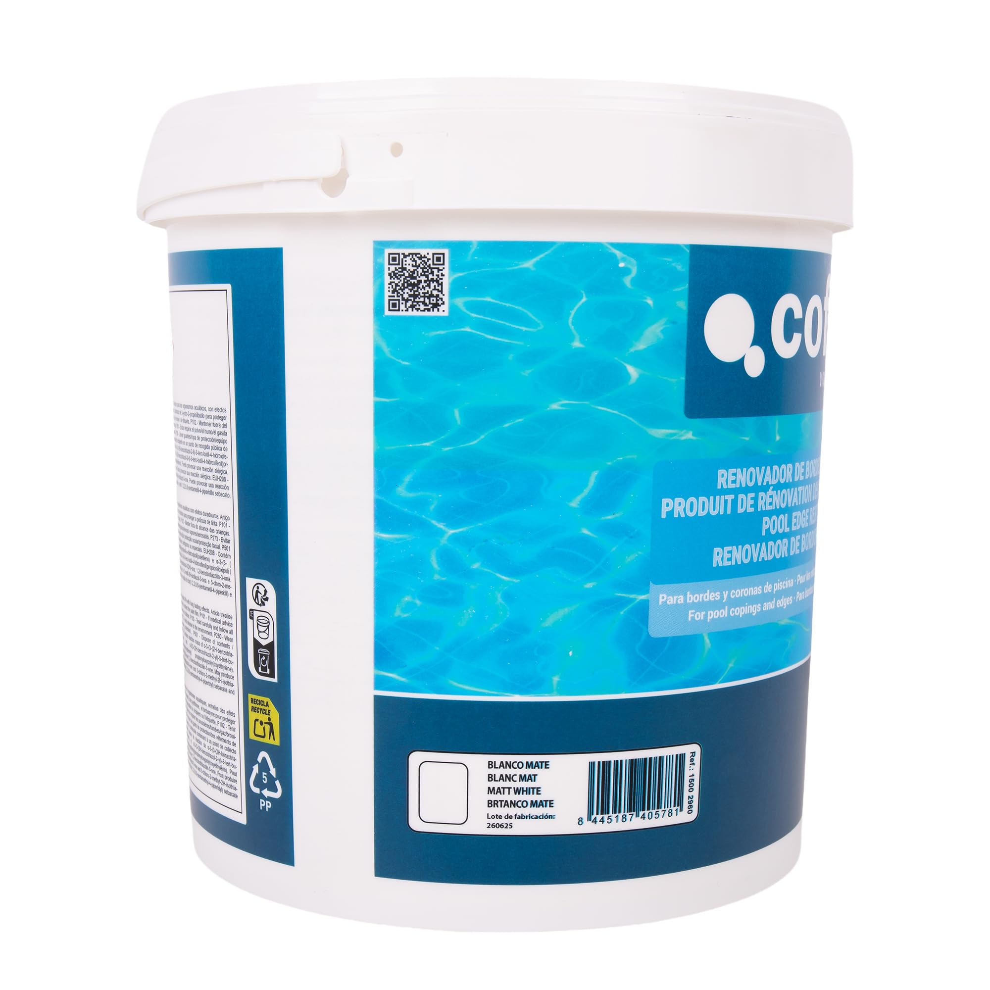 Cofan Pintura Antideslizante Acrílica para Bordes de Piscina Blanco Mate 4 L