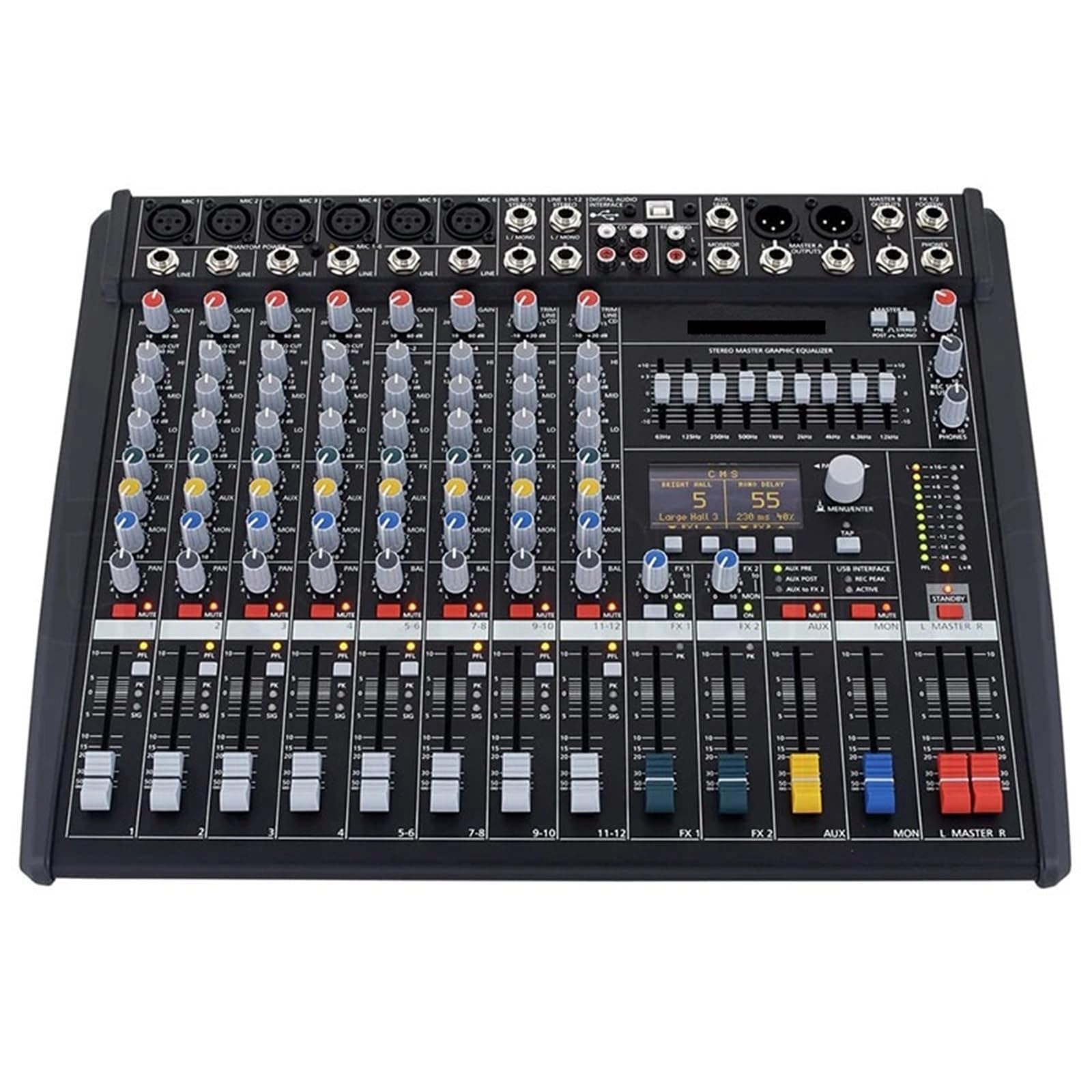 Professional 6 Channels Mixer Sound Interface Console Mixing for DJ(No Cover)
