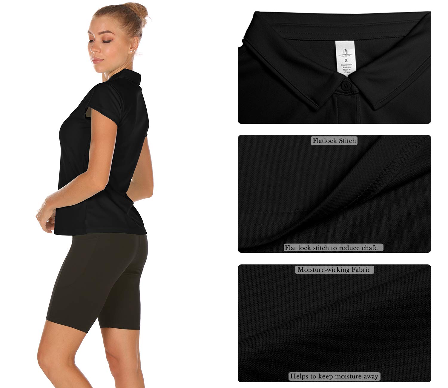 icyzone, Polo da Donna Traspirante ad Asciugatura Rapida a Maniche Polo Corte da Tennis, Golf