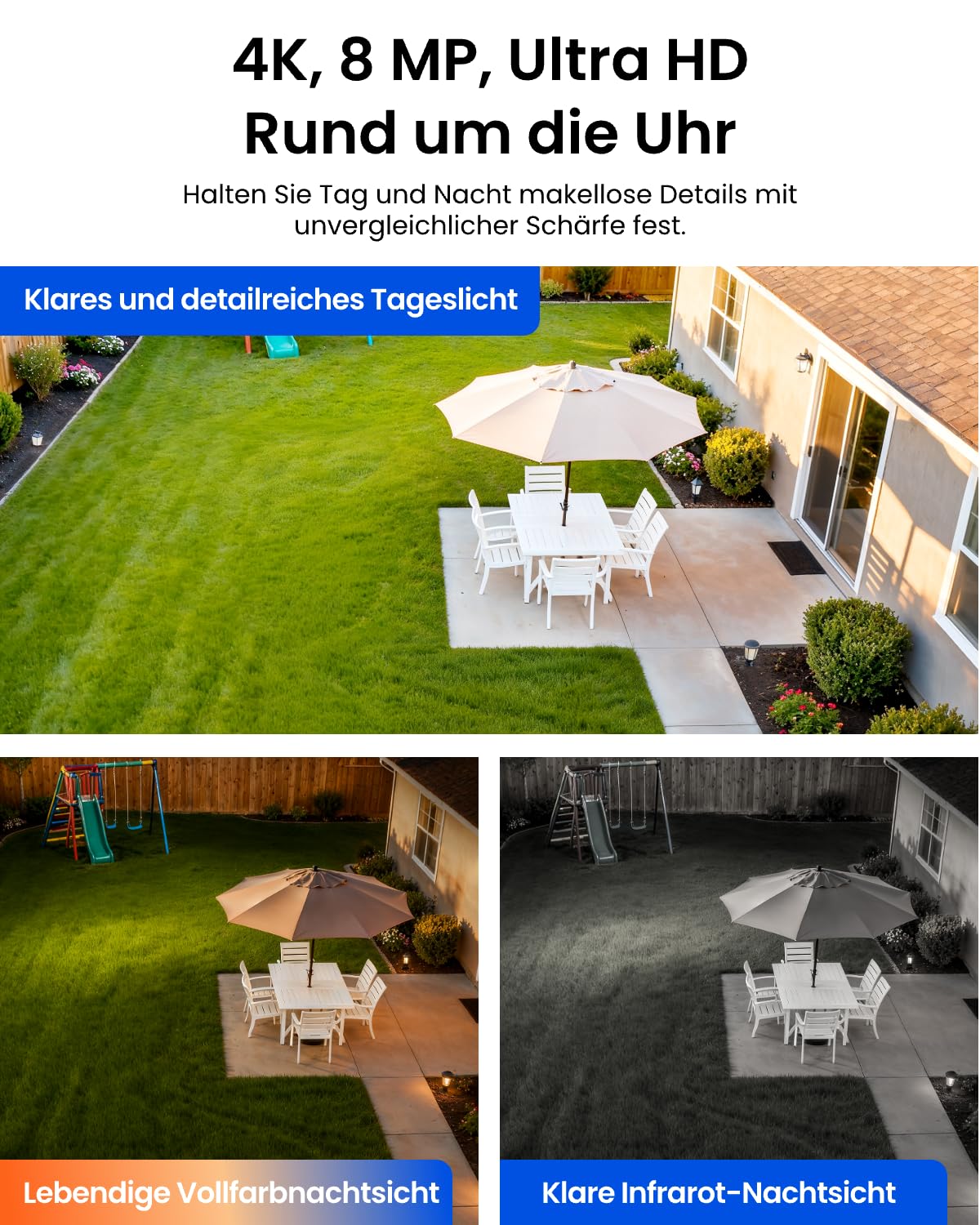 Reolink 4K 8MP Überwachungskamera Aussen Akku Solar Set, KI Erkennung