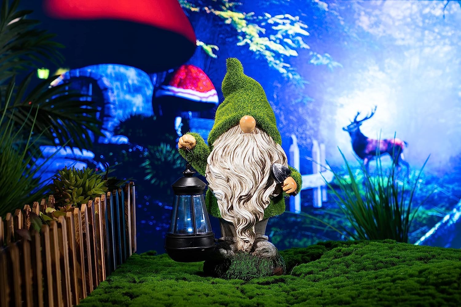 Lustig Gartenzwerg Wetterfest Figur,Figur Zwerg Gartenzwerg Gartenwichtel Groß Deko Zwerg, Gartenfiguren aus Harz Wasserfest Gartenwichtel Garten Deko für Außen Gartenleuchte Balkon