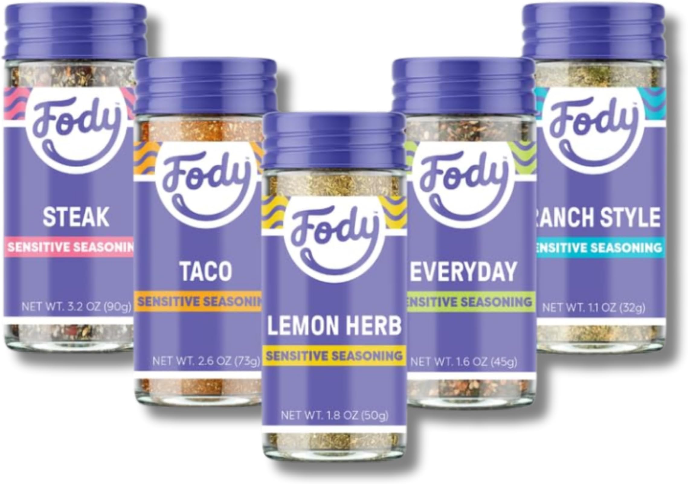 Fody Foods Variety Seasoning Pack, Pack of 5, Garlic and Onion Free, Low FODMAP Certified, Gut & IBS Friendly, Vegan, Non-GMO, Gluten Free, Keto Friendly