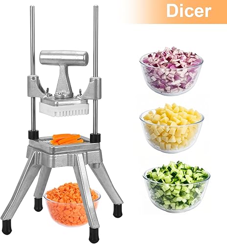 Miniatura 7 de Picador comercial de frutas de verduras con 6 cuñas y cuchilla de 14 y 38 y 12 pulgadas Cortador de alimentos profesional Cortador de papas fritas