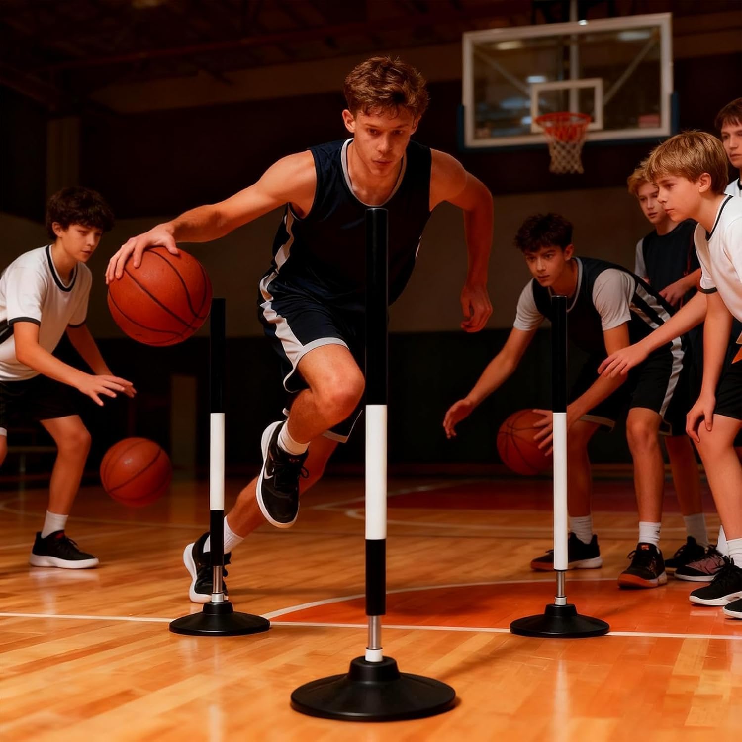 Football Poles | 60cm Fast & Stable Multifunctional Portable Speed Poles - Sports Training Pole Equipment | for Football, Basketball, Horse and Dog