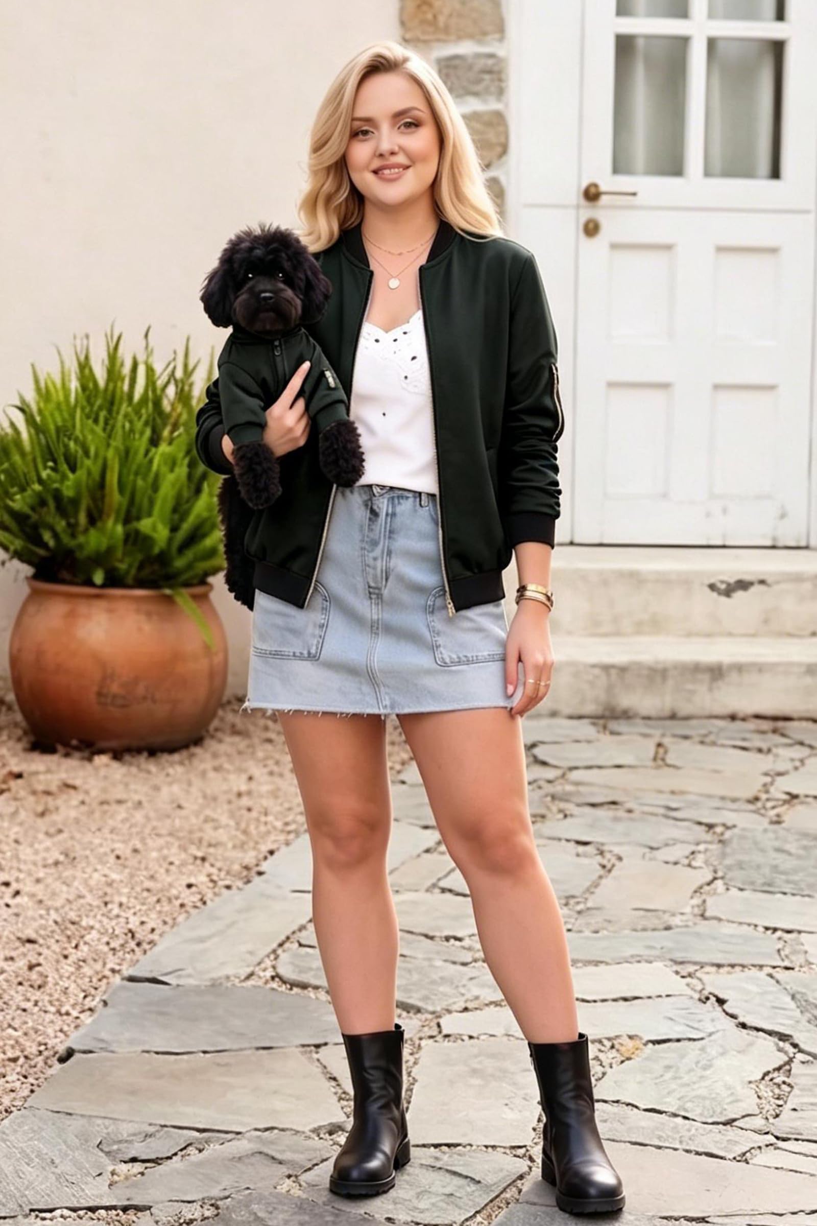 ECOWISH Damen Casual Jacke Blumenmuster Langarm Bomberjacke Reißverschluss Stehkragen Outwear Kurz Coat Herbst Frühling