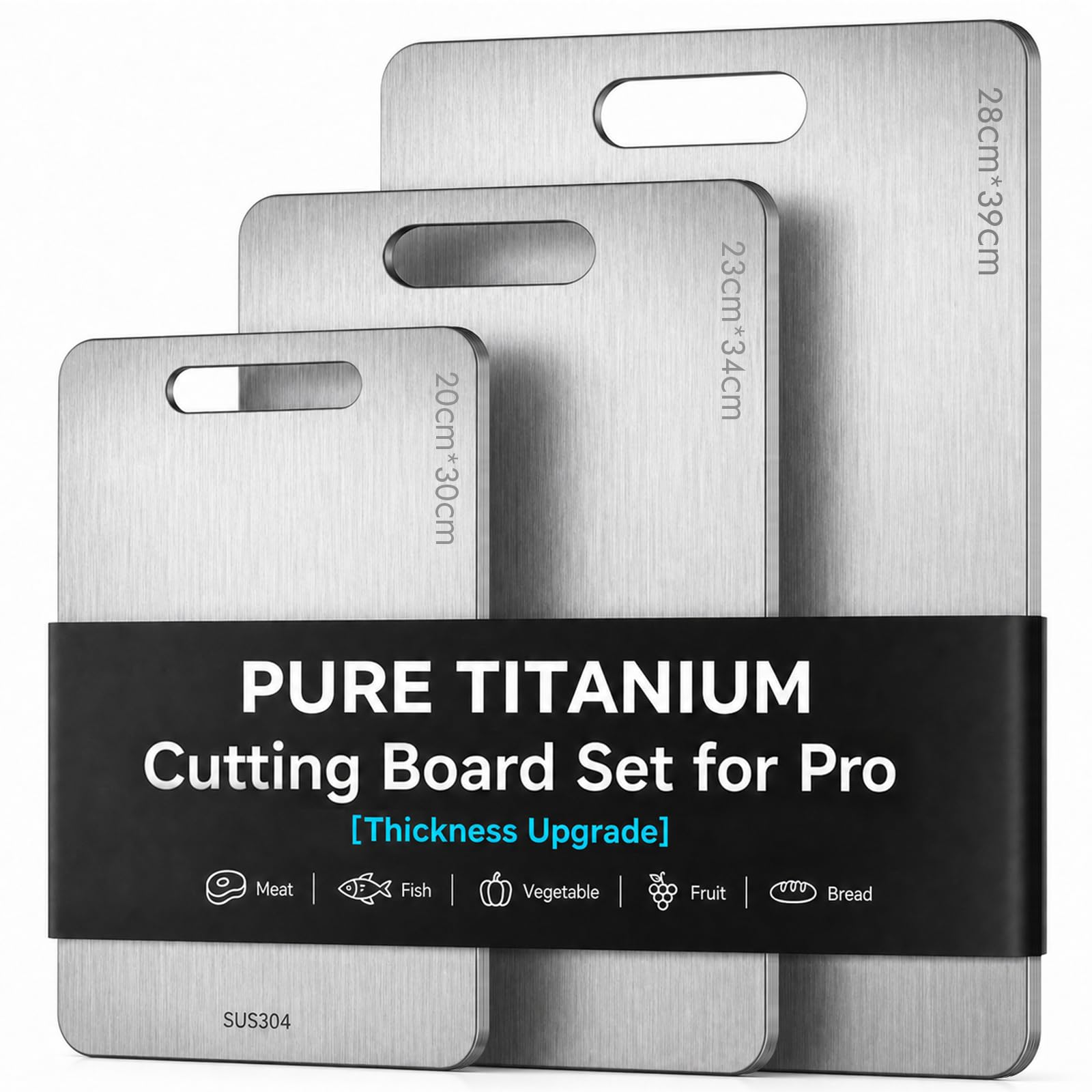 3Pcs Titanium Chopping Board Set New Upgrade Polished Surface for Kitchen
