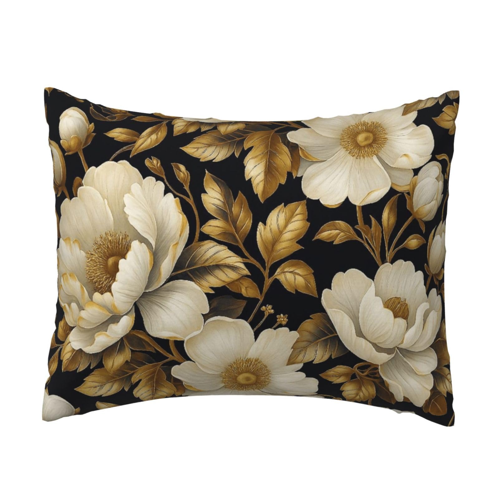 Vintage White Peony Pillowcase Soft Plush with Zipper Decorative Pillowcovers 16x20 in