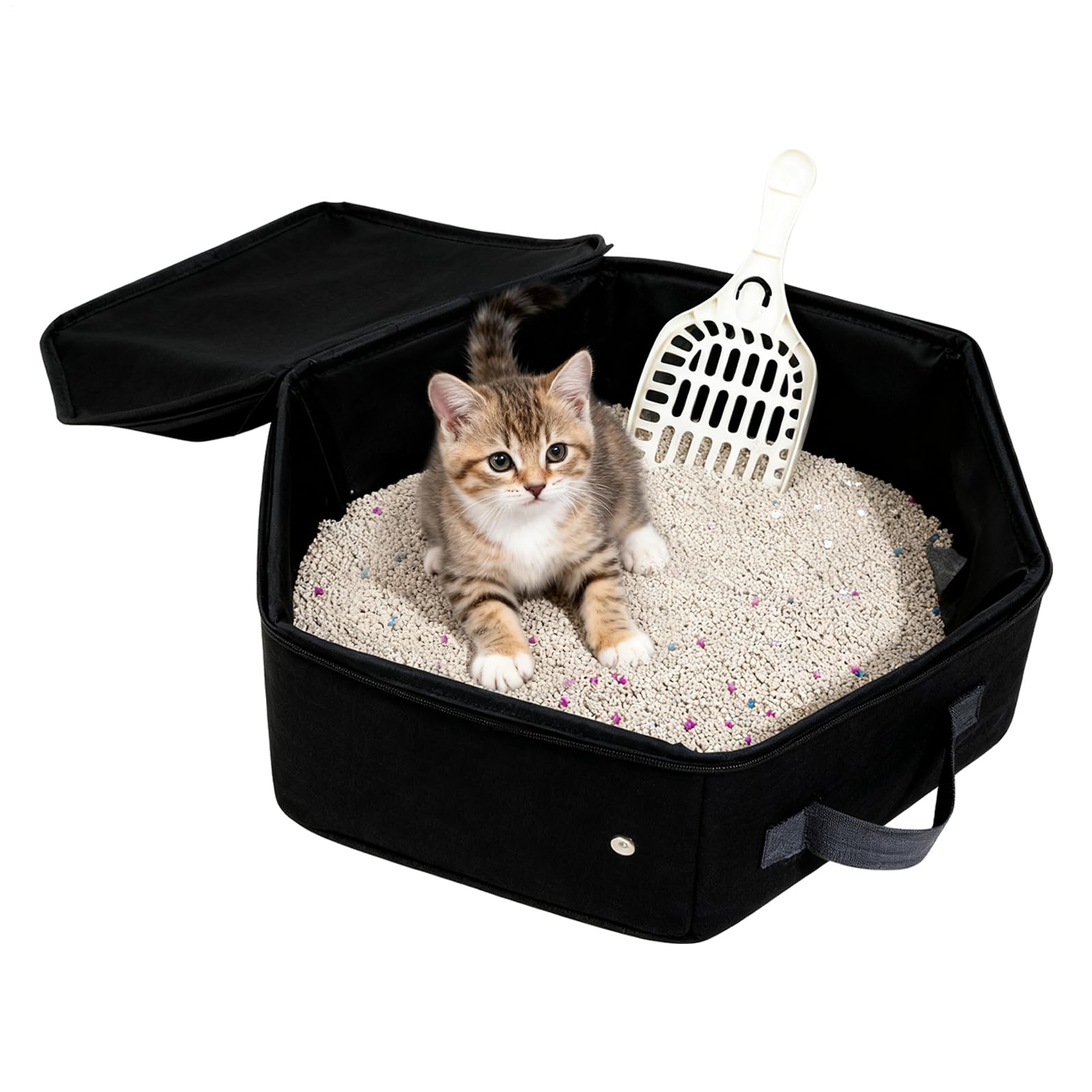 Bac à litière pour chats d'intérieur étanche et sac de transport portable pliable