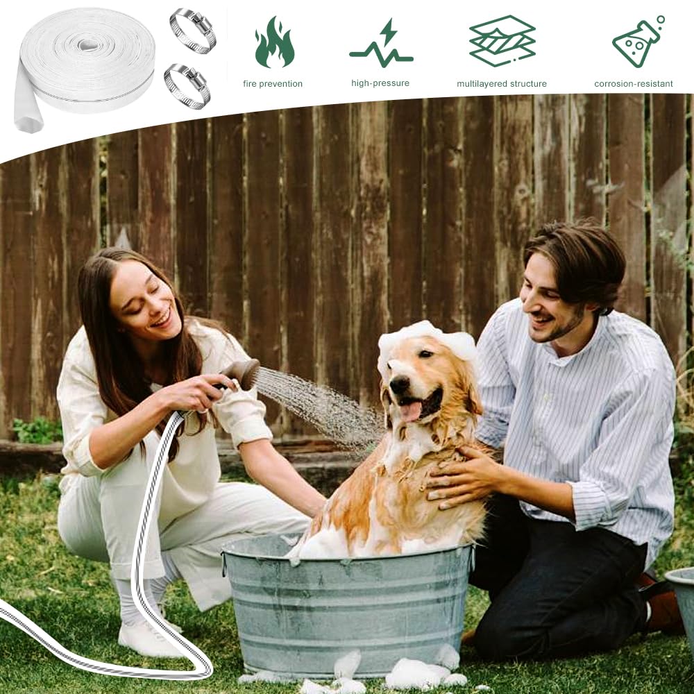 20M Tuyau Refoulement 1 1/4" Plat 32mm avec Clips, Tuyau de décharge, pour Pompes Submersibles, Pompes à Eau Sale, Bassin, Jardin, Irrigation, Industrielles, de Jardinage