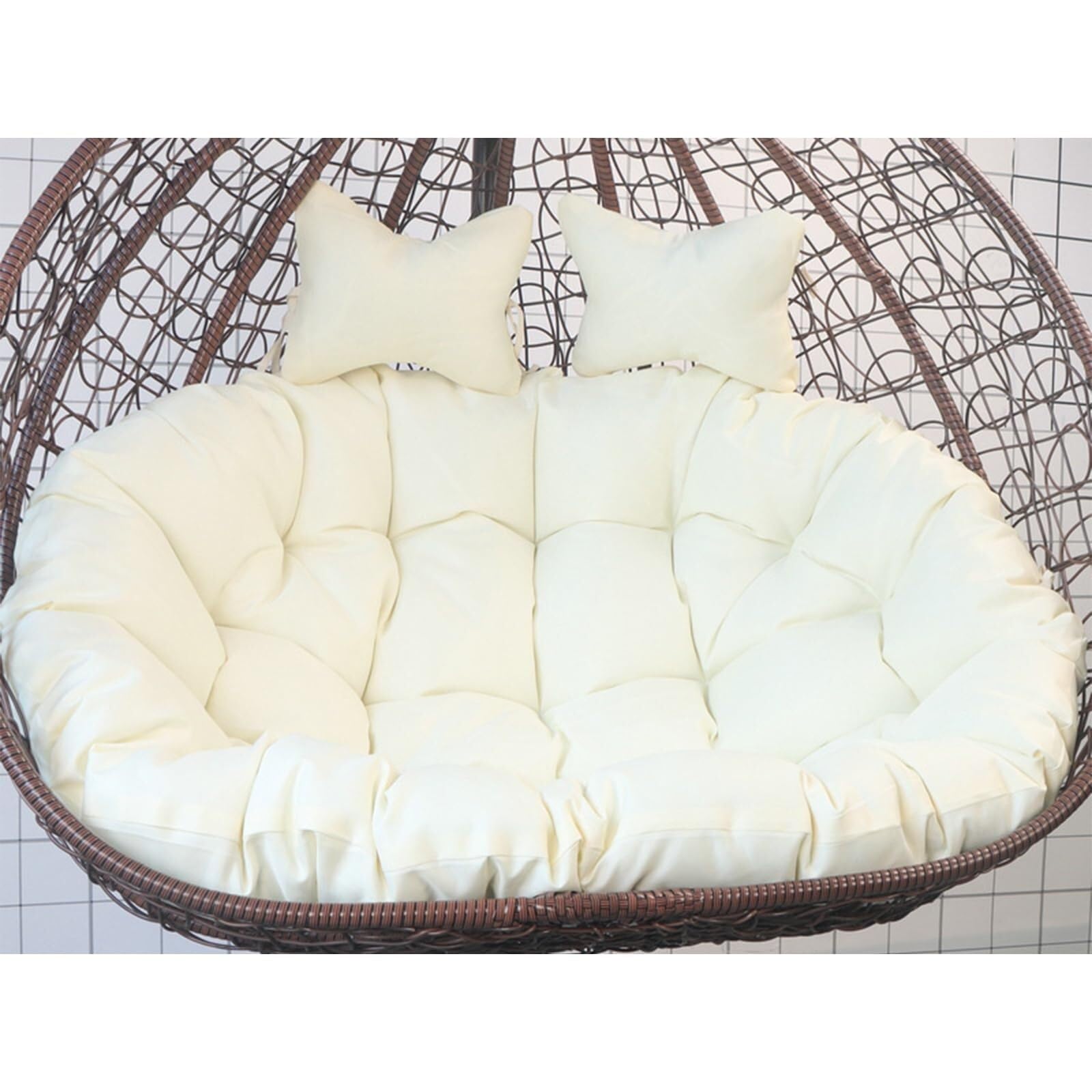 NMVAWIPT Egg Swing Cushion For Double Chairs, 59x43.3 Inch With High-Density Filling, Water-Repellent Cover(Cream)