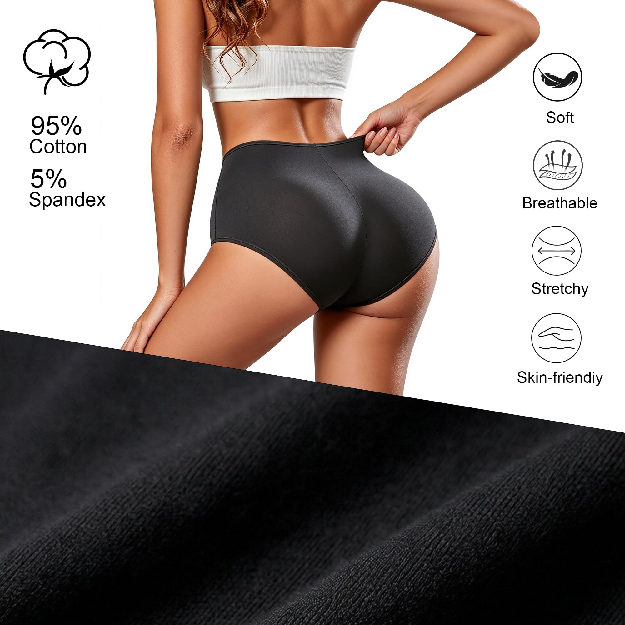 Biancheria intima da donna in cotone a vita alta slip da donna morbida copertura completa mutandine confezione da 4 dimensioni normali