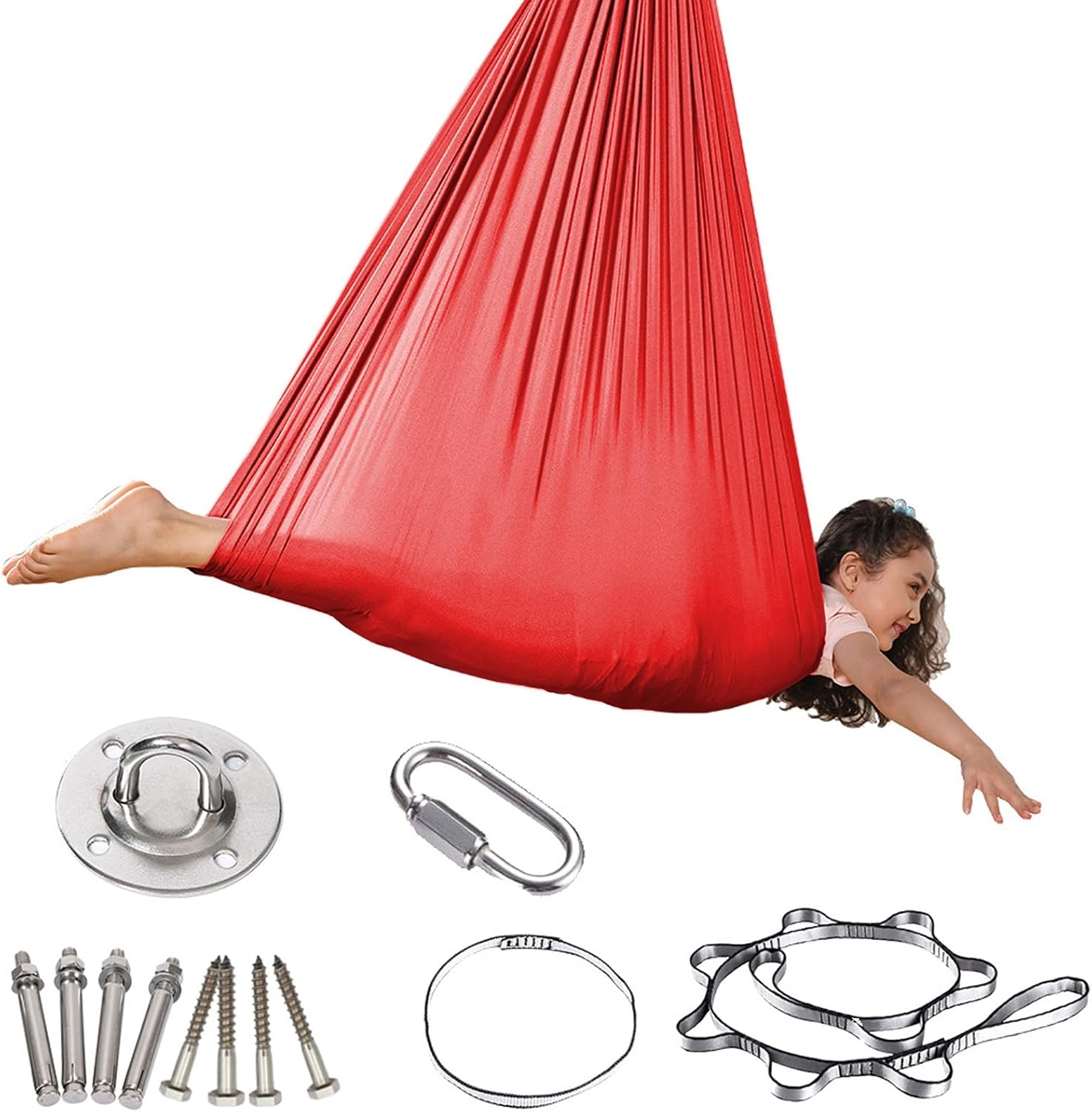 Sensory Swing,Indoor Swing Therapy Swing Hammock Stretchy Body Sox,Children's Body Sensory Compression Socks for Calm Relaxation Adult Sensory Swing Atrovirens