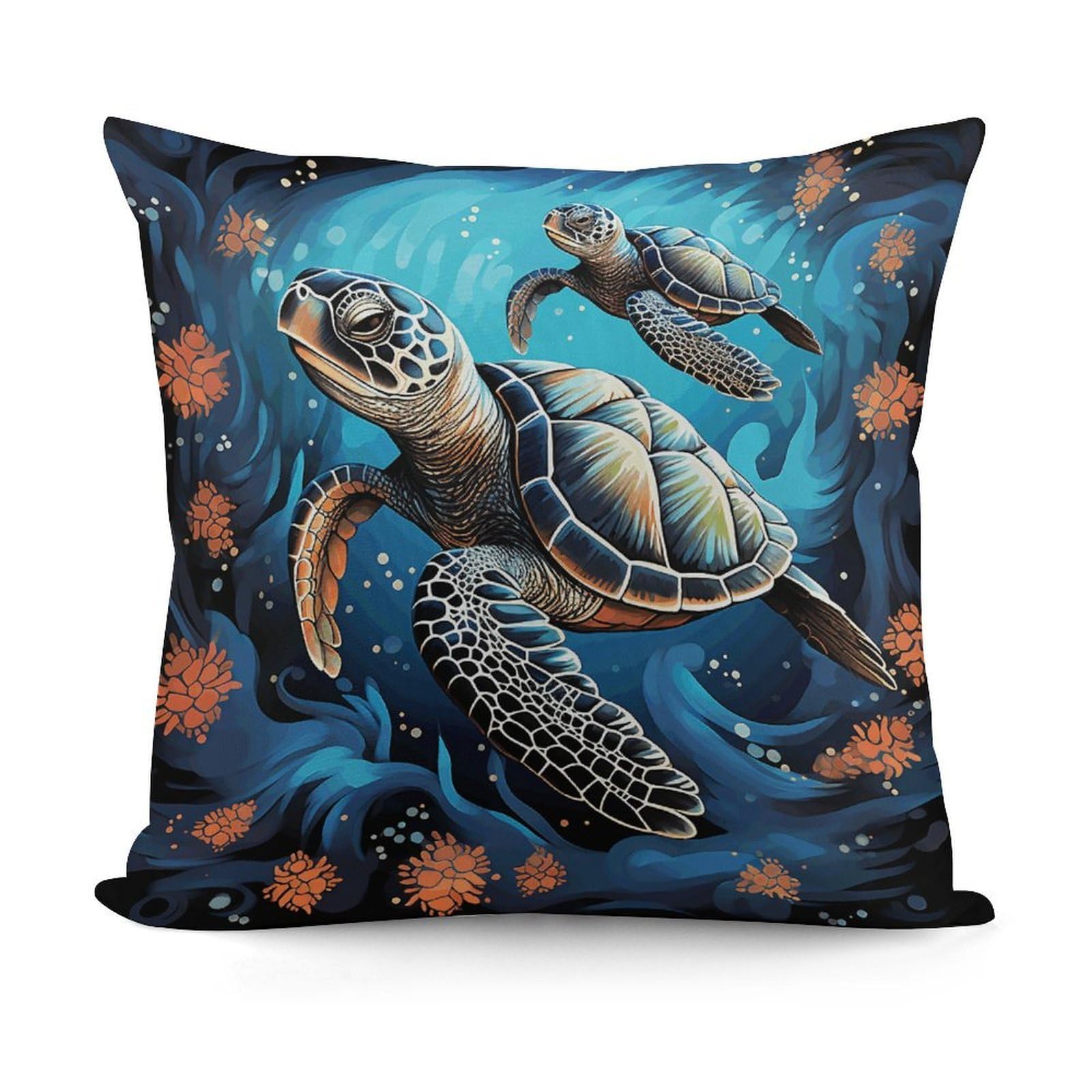 VstaDank Sea Turtle Boho Style Throw Pillow Cover Soft Square Cushion Cover Art Artwork Pillow Covers Mordern Couch Pillow Covers Decorative Cushion Case for Chair Couch Bedroom Living Room
