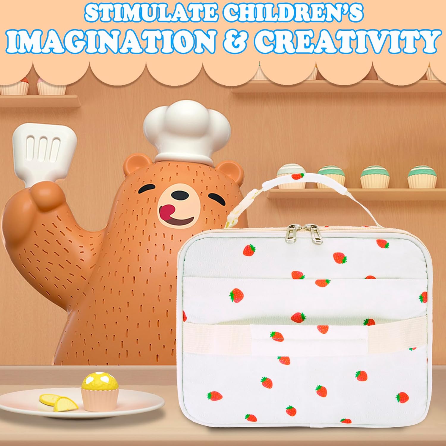 Strawberry Lunch Box for Girls Teens Insulated Lunch Bag For Back to School Reusable Freezable Small Cooler Bag Snack Bag - Image 7