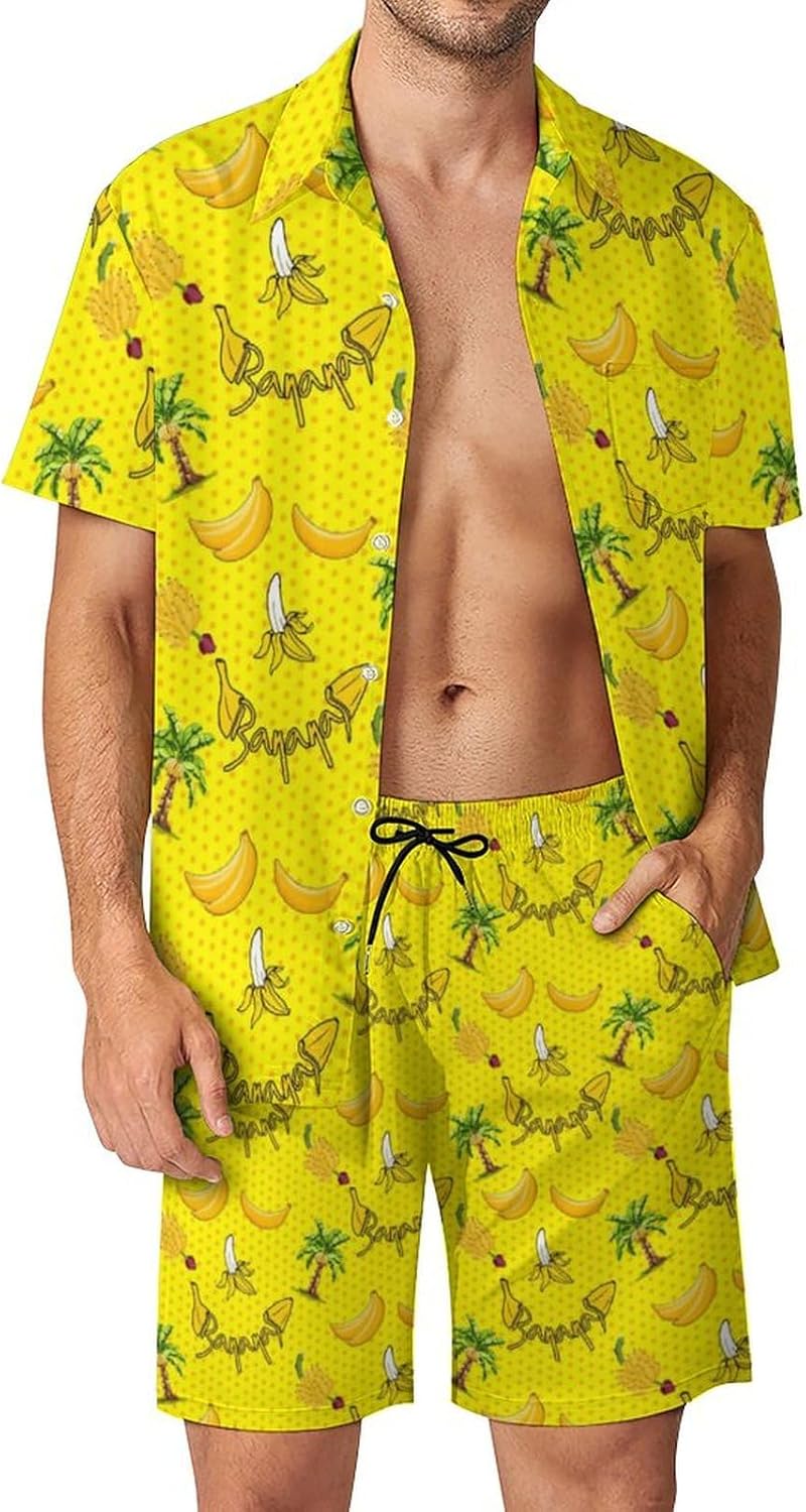 3 Piece Men's Hawaiian Shirts and Shorts Set Hawaii Beach Suits with Bucket Hats - Image 2