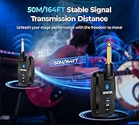Vista 5 de Vangoa Sistema de guitarra inalámbrica con estuche de almacenamiento, audio recargable de 2.4 GHz, guitarra inalámbrica con enchufe silencioso, 4