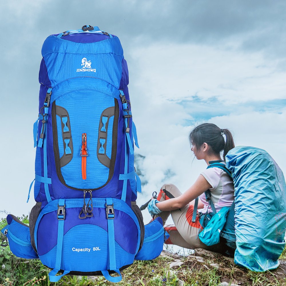 Jian ya na al aire libre Montañismo gran capacidad 80lwaterproof transpirable Suspensión Soporte Mochila Ciclismo y Senderismo Mochila con cubierta para la lluvia
