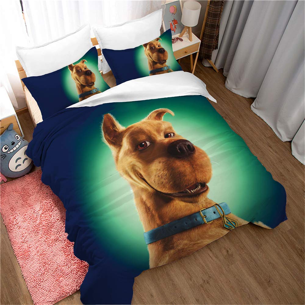 Ste-X Scooby-Doo Quilt Cover and 2 Pillowcases, Duvet Cover Bedding for Children, Anti-mite, with Zipper for Easy Replacement (135x200cm(Single),Picture 07)