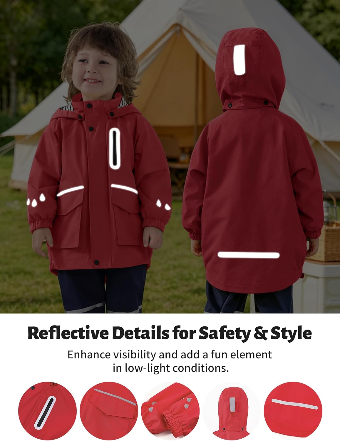 Volunboy Kids Hooded Rain Jacket, Waterproof Windbreaker for 2T-6Y