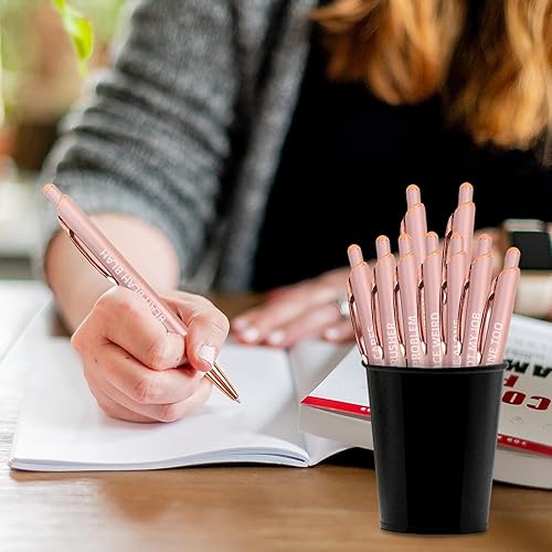 Miniatura 5 de Cityhermit Paquete de 10 bolígrafos sarcásticos divertidos, bolígrafo de metal Snarky de metal dorado rosa de lujo, alentador, regalo de oficina,