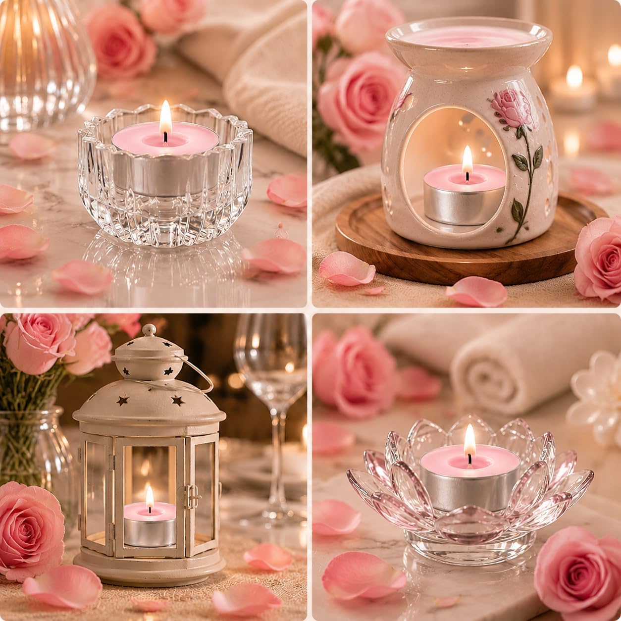 100 Pack Rose Scented Tealight Candles, Soy Wax Tea Lights