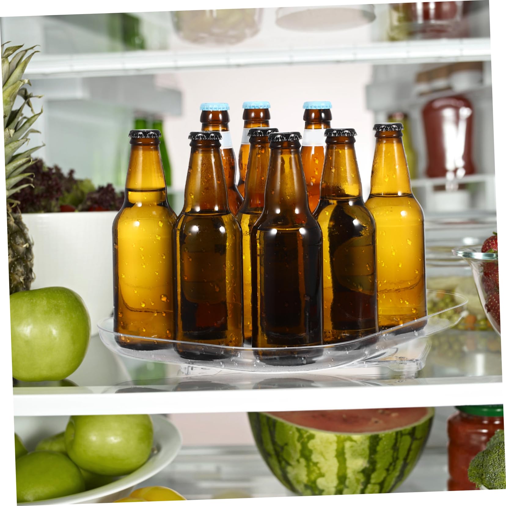 Bastidor Giratorio Para Refrigerador Organizador De Especias Bandeja Redonda De Almacenamiento Para Cocina Baño o Despensa