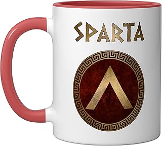 Spartan Sign Lacedaemonian Lambda Antique Symbol of Ceramic Mug, Red/White