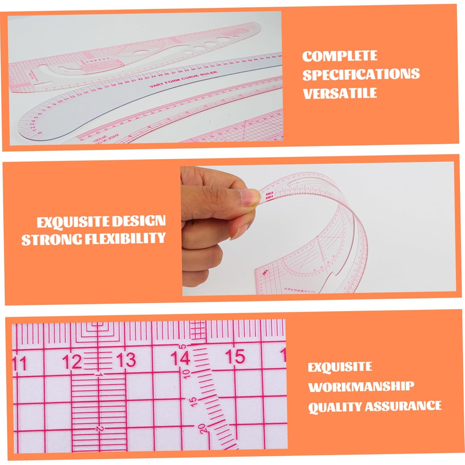 French Curve Ruler for Dressmaking 4Pcs/Set Scaled Accurate Transparent Bendable Sewing Ruler Metric Drawing Template for DIY Clothes Designing.