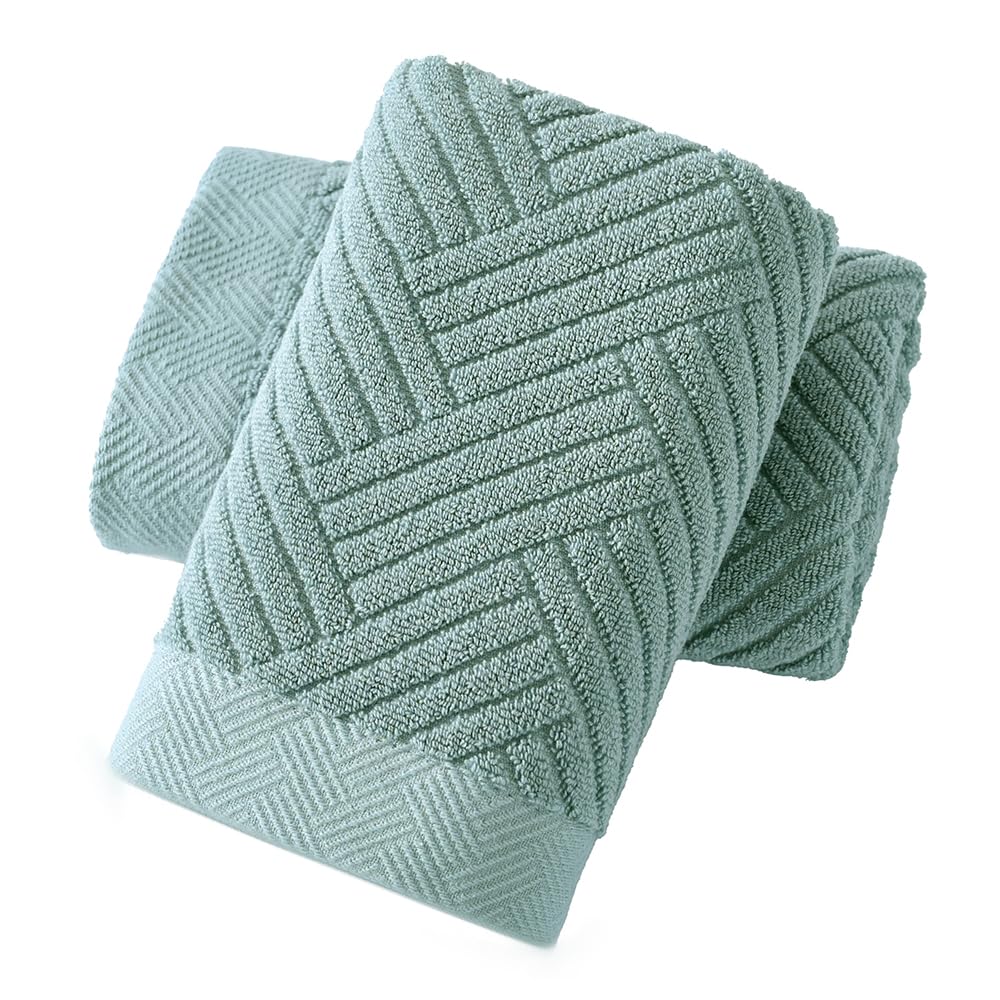YiLUOMO Green Spring Hand Towel Set of 2 Striped Weave 100% Cotton Super Soft Highly Absorbent St. Patrick Day Hand Towels for Bathroom 13x 29 Inch