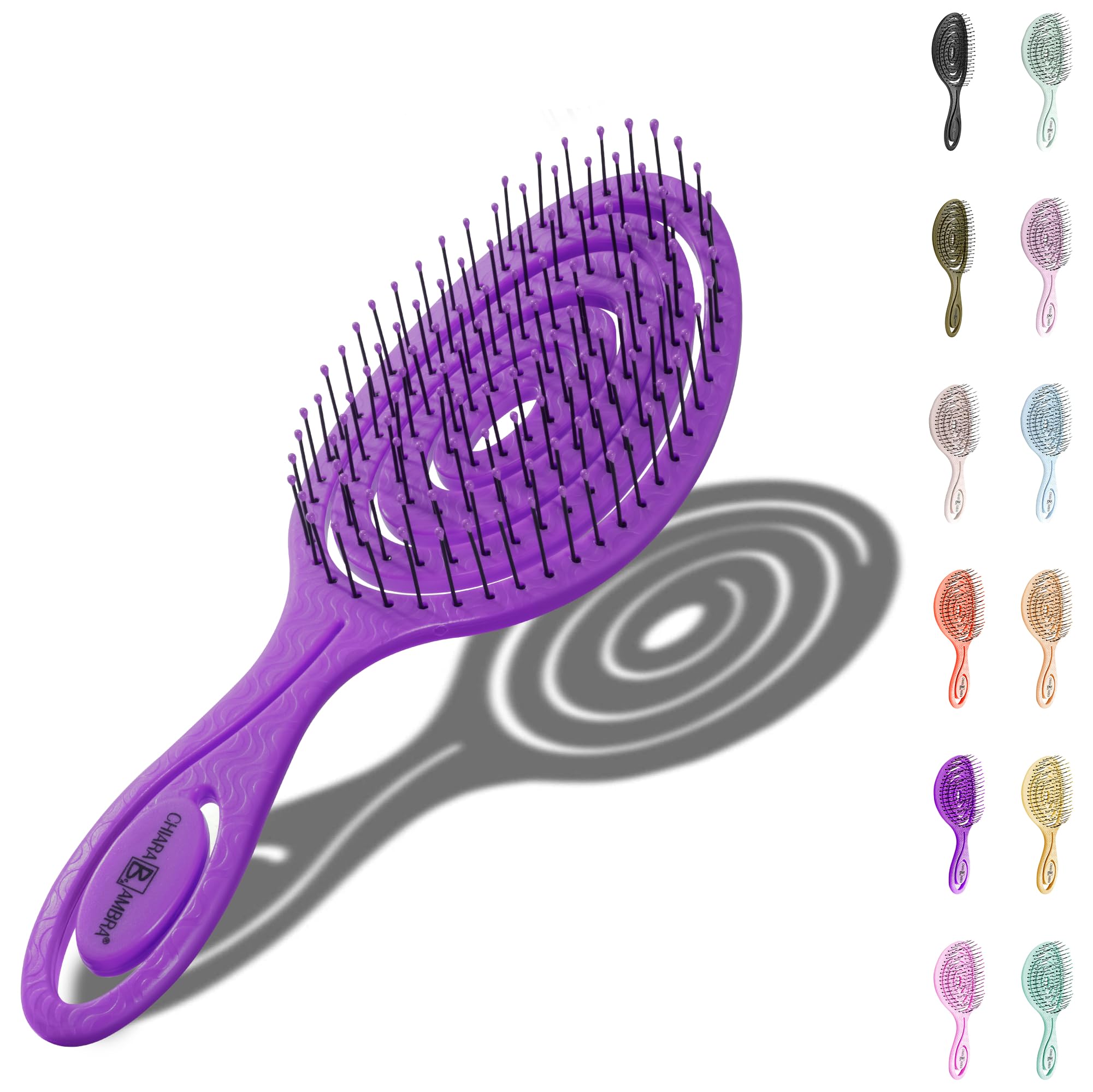 Chiara Ambra Haarbürste ohne Ziepen - Bürste für Damen und Herren - Entwirrbürste auch für Locken & Lange Haare - Nachhaltige Detangler Bürste Haarbürsten - Pflaume
