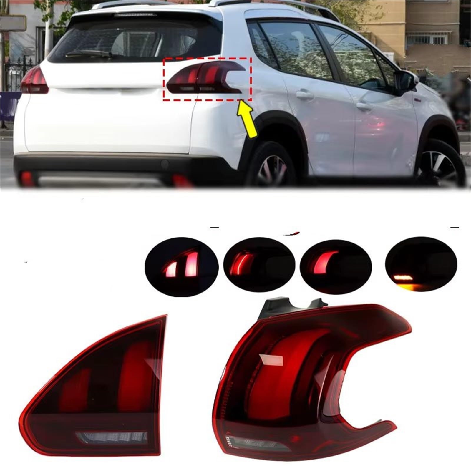 Auto Feu Arrière Compatible Avec Peugeot 2008 2018 Feu Arrière Intérieur/extérieur, Clignotant, Stop, Ensemble De Feux, Accessoires Extérieurs