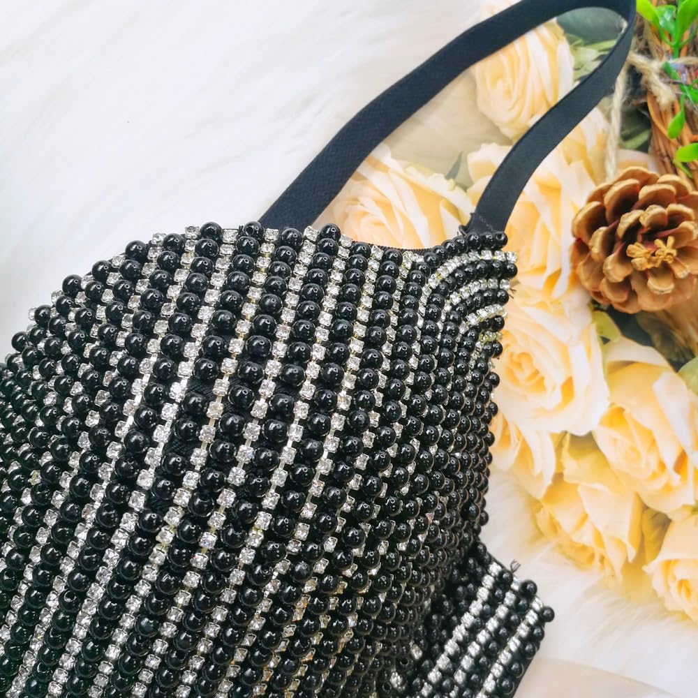 Women's Pearls Diamond Chain Decor Bustier Corset Crop Top Club Party Bra - Image 4