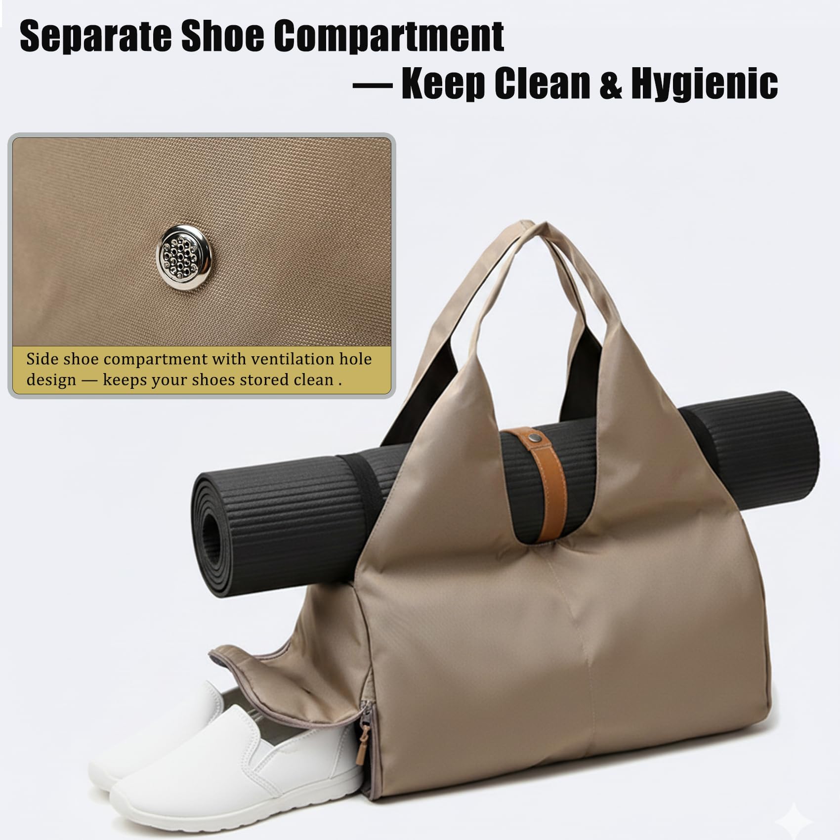 Borsa Palestra Donna Uomo con Porta Tappetino Yoga – Borsone Palestra con Scomparto Scarpe & Sacca Impermeabile, Borsa Yoga Fitness Pilates Borsone da Viaggio 32L