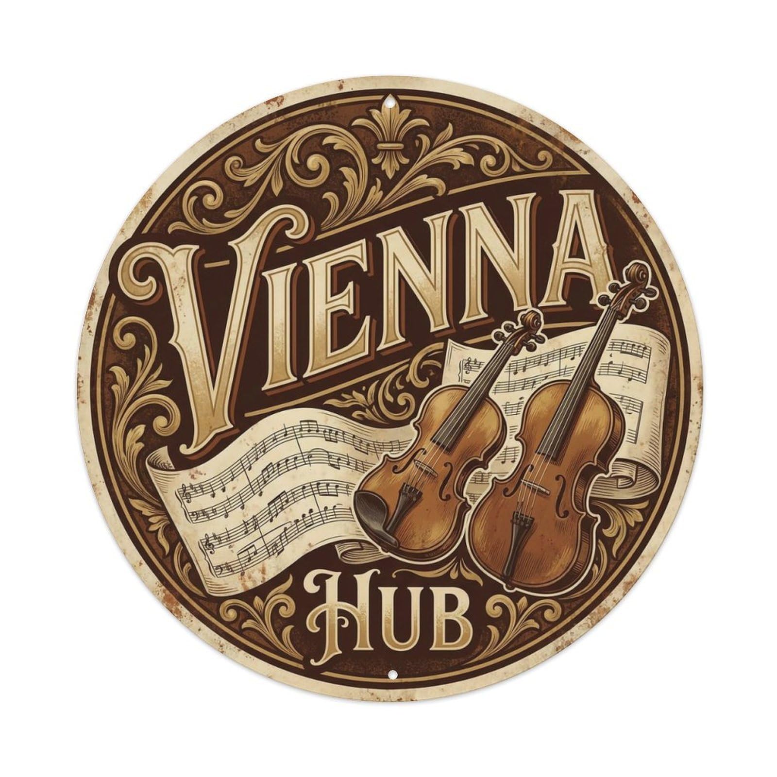 Vintage Travel Vienna Austria Center Metal Tin Sign