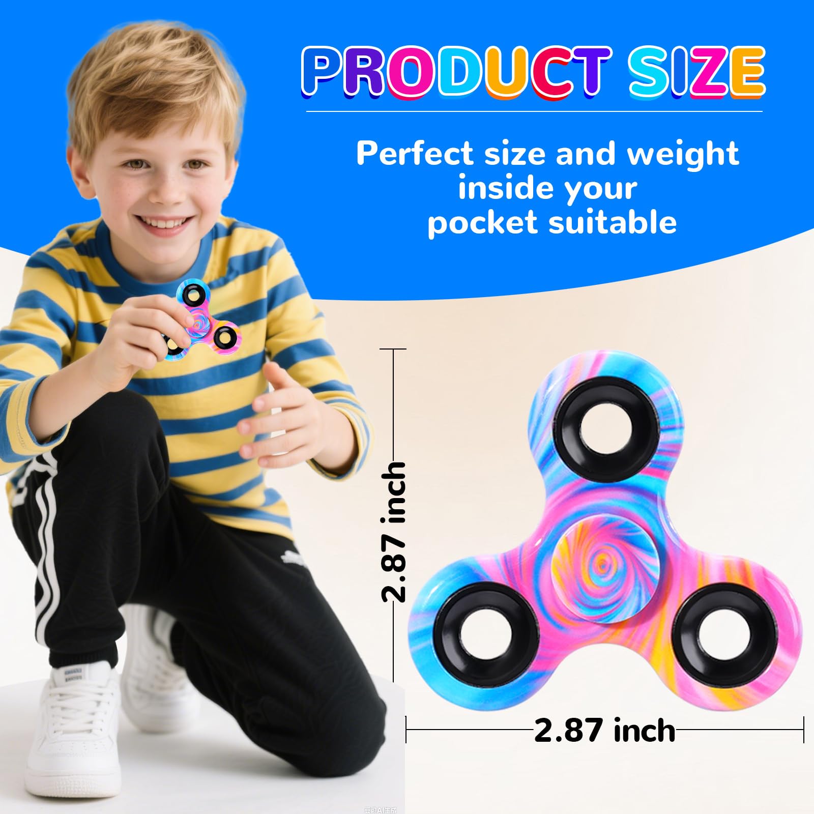 SCIONE 12 Pack Fidget Spinners, Mini Stress Relief Fidget Toys for Kids Colourful Hand Spinner with Smooth Bearings - Image 4